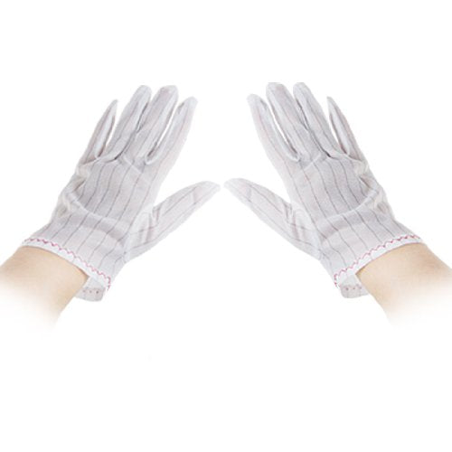 IIVVERR Guantes antiestáticos con patrón de rayas negras, blanco, 10 pares (Black Stripe Pattern Anti-Static Gloves S White 10 Pairs