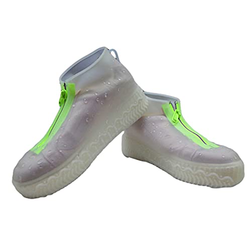 Wallfire 1 par de Cubiertas Impermeables para Zapatos Cubiertas de Zapato de Lluvia de Silicona Antideslizantes Plegables Reutilizables con Protectores de Zapatos para Exteriores con Cremallera Transparente L