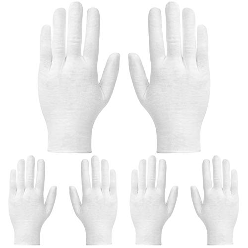 Paxcoo 3 pares guantes blancos de algodón para mano seca cosmética hidratante monedas joyería inspección Spa – tamaño mediano