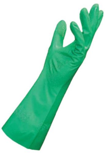 Mapa StanSolv A-490 guante de nitrilo de peso medio, resistente a los químicos, 0,015 pulgadas de grosor, 12-1/2 pulgadas de longitud, tamaño 10, verde (bolsa de 12 pares)