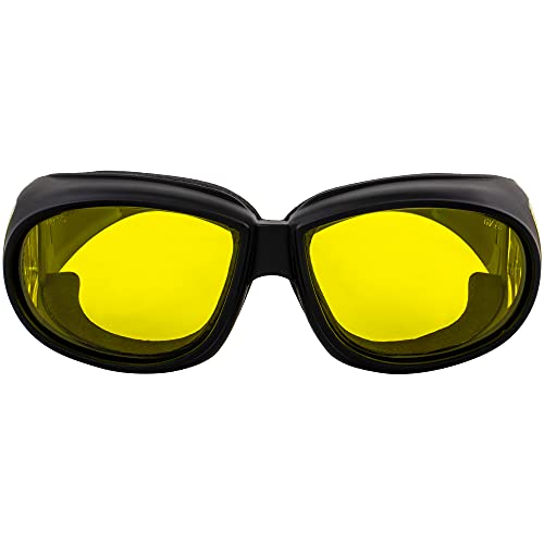 Gafas amarillas piloto en marco negro aisladas sobre fondo blanco  Fotografía de stock - Alamy
