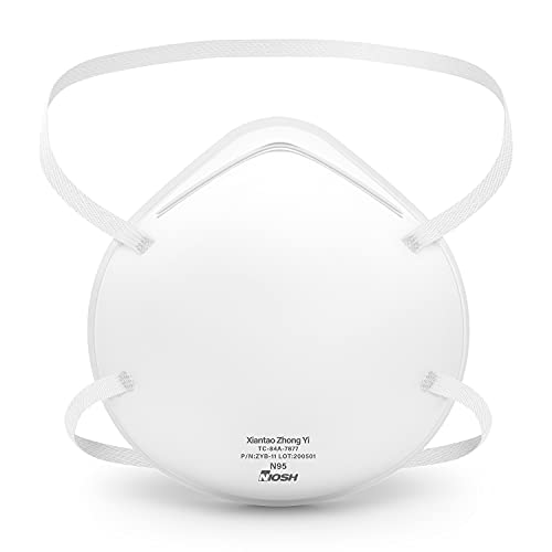 AMCREST Máscara respiradora N95 (NIOSH) – Paquete de 20 – Máscara facial de seguridad estilo copa ZYB-11, máscara antipolvo de filtración de aire, respirador desechable para filtrar partículas