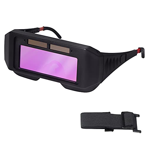 T TOVIA Gafas de soldador LCD de seguridad con energía solar para oscurecimiento automático, gafas de soldadura con sombra ajustable, 2 sensores para TIG MIG MMA Plasma