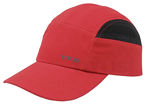 TITUS Gorra de seguridad ligera – Gorra protectora estilo béisbol (gran ventilación, rojo)