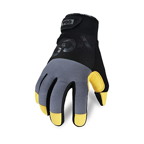 Vgo 1 par de guantes de trabajo de seguridad, guantes de mecánico, guantes antivibración, guantes multiuso, uso medio (talla XL, negro gris, CA7723)