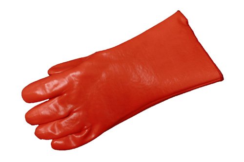 Liberty 2524 - Guante de PVC para hombre con guantelete de 14 pulgadas, resistente a los químicos, color naranja fluorescente (paquete de 12)