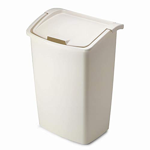 Rubbermaid - cubeta de basura con tapa superior para el hogar, la cocina y el baño, Swing-Top, Blanco, 45-quart, 1