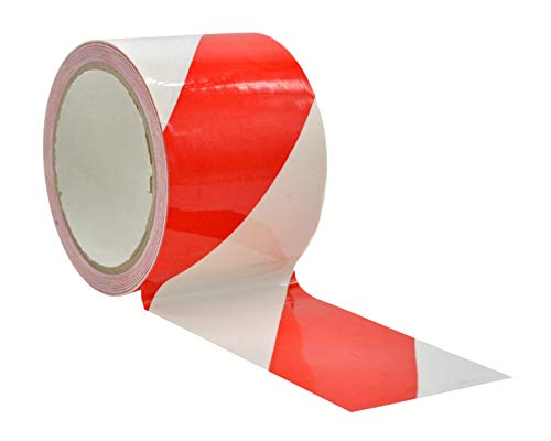 WOD SWT186 - Cinta de advertencia de seguridad, color rojo y blanco, 7,6 cm x 18 yardas. Alta visibilidad para paredes, suelos, equipos, almacén y fábricas