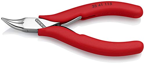 Knipex Tools 35 41 115 Alicates electrónicos, puntas semicirculares en ángulo, suaves, 4.5 pulgadas