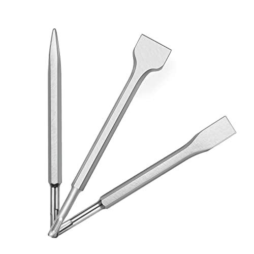 SDS-Plus - Juego de cinceles de taladro de martillo, juego de brocas de  martillo giratorio, 3 piezas, incluyendo cincel de punta, cincel plano