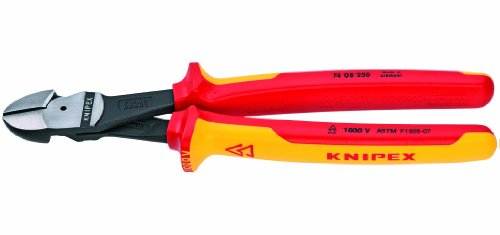 KNIPEX - 74 08 250 US Tools - Cortadores diagonales de alto apalancamiento, aislamiento de 1000 V (7408250US)