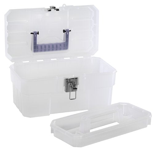 Akro-Mils 09514CFT caja de herramientas de almacenamiento de suministros de arte de plástico de 14 pulgadas, semitransparente
