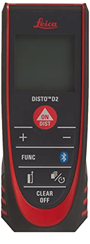 Leica 838725 DISTO D2 - Medidor de distancia láser con Bluetooth 4.0, color negro y rojo, 4,3 x 2,5 x 11,7 cm