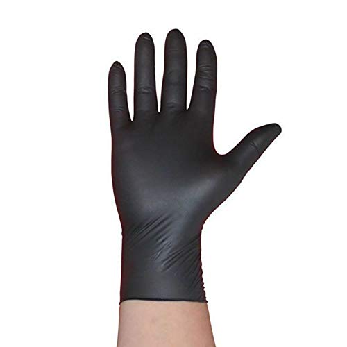 farawamu 100 guantes de nitrilo, desechables gruesos, guantes de nitrilo, sin polvo, uso médico dental, color negro M