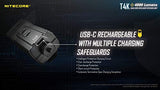 Nitecore T4K 4000 Lumen Keychain EDC Flashlight, Super Bright and USB-C Rechargeable with LumenTac Battery Organizer