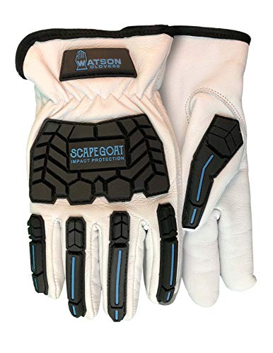 Watson Gloves Scape - Guantes de trabajo con forro de piel de cabra, protección contra impactos, muñeca elástica ajustada, puño estilo deslizante (tamaño mediano)