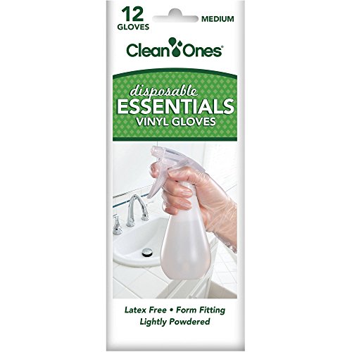 Clean Ones Disposable Essentials - Guantes de vinilo sin látex (12 guantes)