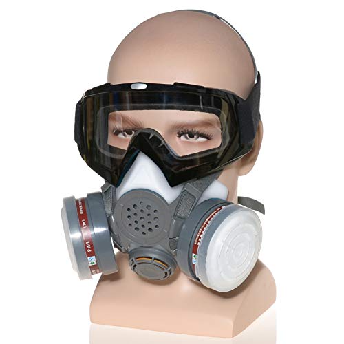 HXMY - Juego de anteojos de mascarilla de gas químico industrial antipolvo para pulir pintura y arenado