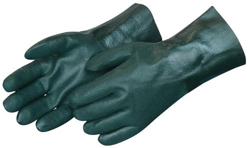 Liberty 2733 - Guante para hombre con revestimiento de PVC y forro de jersey, con guantelete de 12 pulgadas, resistente a los químicos, color verde oscuro (paquete de 12)