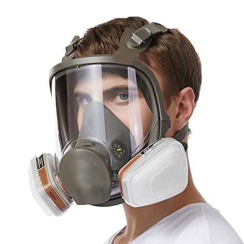 Respirador de Cara Completa Máscara de Gas contra el Polvo Filtros duales reemplazables para Pintura Pulverización Soldadura Protección de Seguridad en el Trabajo