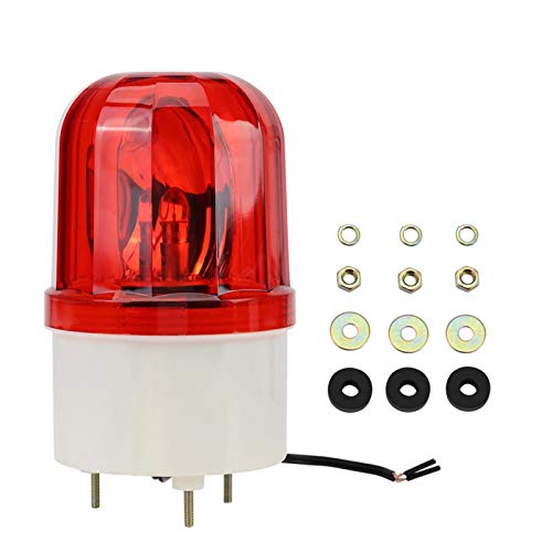 1pc Señal Giratoria Bombilla de Emergencia Luz de Advertencia Giratoria Lámpara de Baliza con Zumbador AC220V (Rojo)