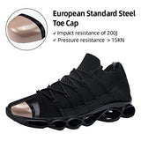 DYKHMATE Zapatos de Seguridad Ligeros para Hombre, cómodos, Transpirables, antigolpes, para Trabajo, Puntera de Tenis (10, Negro)
