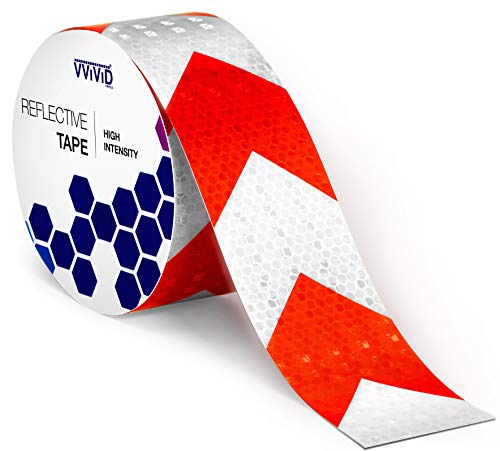 VViViD - Cinta adhesiva reflectante de alta intensidad con diseño de flechas rojas y blancas (5 cm x 7,6 m)