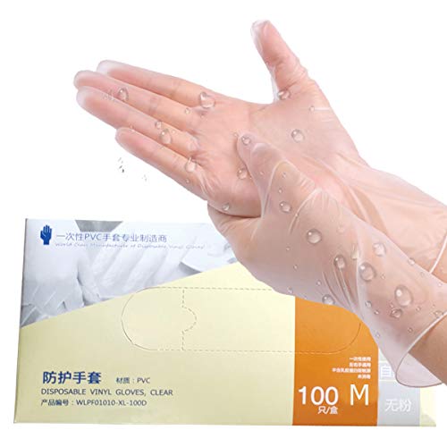100 guantes desechables de vinilo sin polvo de nitrilo 430 densos transparentes de grado alimenticio sin látex (mediano)