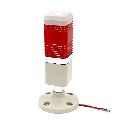 Baomain - Columna de luz de señalización industrial LED cuadrada con indicador de torre, luz de advertencia continua, color rojo AC 110 V