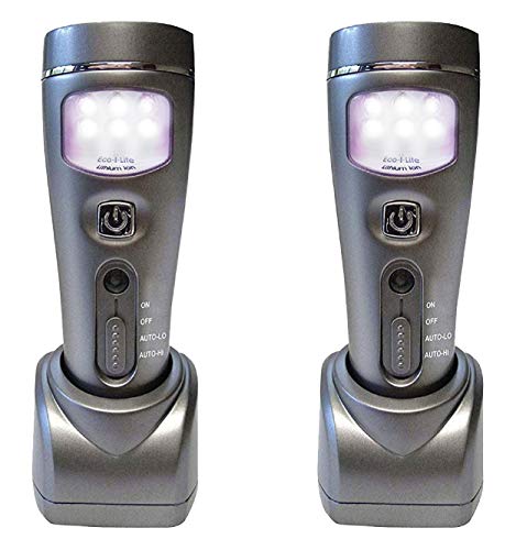 Capstone Lighting Eco-I-Lite 4 en 1, paquete de 2 – linternas de emergencia, luz nocturna, luz de fallo de energía y luz de trabajo. Esta linterna LED recargable es perfecta para cortes de energía y huracanes