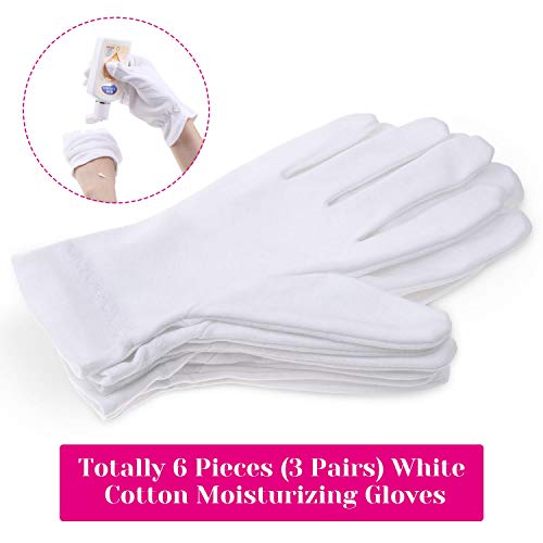 24 guantes de algodón blanco, guantes de algodón para eccema para manos  secas, guantes blancos, mujeres y hombres, forros de guantes lavados para  spa