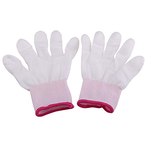 Guante antideslizante antiestático, guante de trabajo, 1 par de dedos recubiertos de poliuretano para trabajadores electrónicos, guantes de trabajo para hombres (Small (pink overlock))