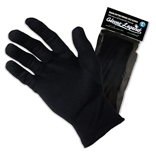 12 pares de guantes (tamaño grande, 24 guantes) Legend Parade Fashion Inspection, 100% algodón negro