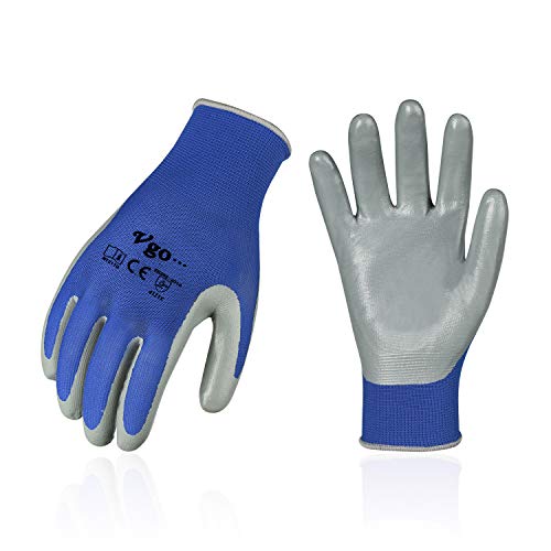 Vgo Glove Nitrile Coating Jardinería y guantes de trabajo para uso general (10 pares, tamaño: medio)