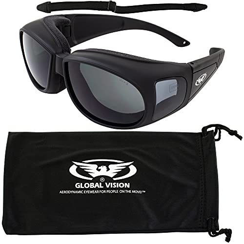 Gafas de sol de seguridad industriales globales para motocicleta se adapta a las lentes ahumadas con las normas ANSI Z87.1 para gafas de seguridad con relleno de espuma suave y aireada viene con bolsa de almacenamiento y correa