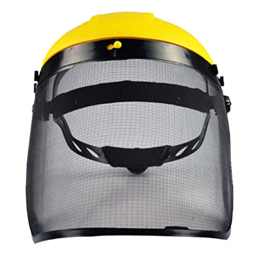Cubierta facial de trabajo de policarbonato, visera de malla montada en la cabeza, escudo de seguridad para cortadora de motosierra, amarillo