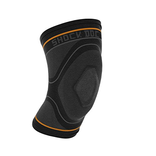Shock Doctor Compression Knit Knee Sleeve with Gel Support, Black/Grey, Adult-Medium