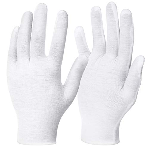 Guantes de algodón blancos, Shynek 3 pares de guantes de algodón para mujer, eczema, manos secas, servir, manipulación de películas, marchas, archivo, colección de monedas