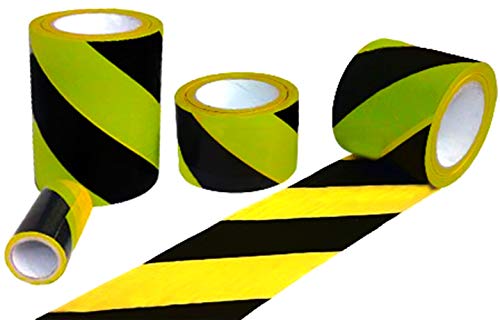 Cinta de seguridad de peligro de 5 cm con respaldo adhesivo – Longitud: 40 yardas/rollo de 120 pies – Color: amarillo/negro