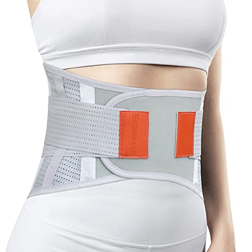 Sesiwillen - Cinturón de apoyo lumbar con almohadilla de masaje extraíble, soporte lumbar para dolor de espalda, ciática, escoliosis, diseño de malla transpirable, para mujeres y hombres (mediano)
