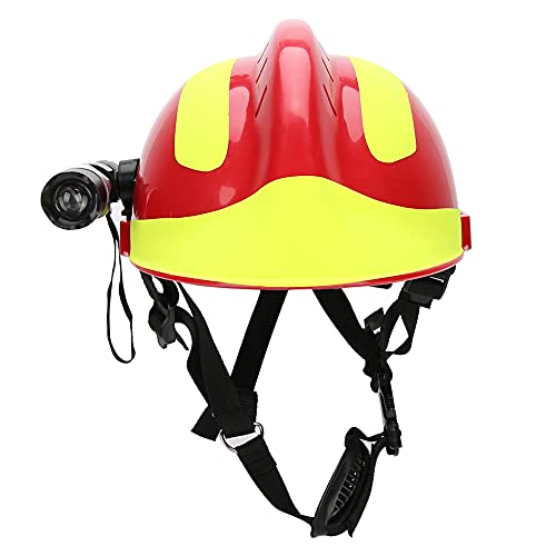 Casco duro, casco de seguridad de rescate profesional, protección contra incendios antiimpacto, casco duro con faro y gafas (rojo)
