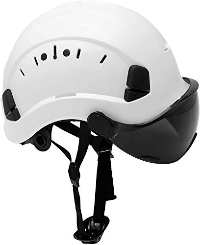 Casco duro de seguridad ajustable de ABS con suspensión de 6 puntos, perfecto para el trabajo en altura de equitación, escalada, construcción general de protección de sombreros (visera ahumada)
