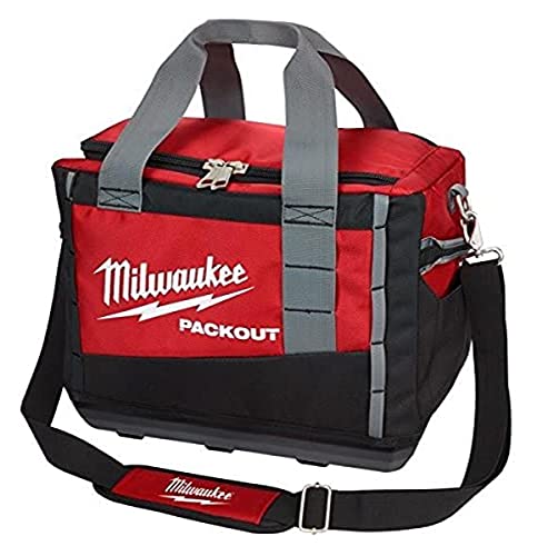 Milwaukee Bag Tool Milwaukee 48-22-8321 Bolsa de herramientas, 9.6 pulgadas de ancho, 15 pulgadas de profundidad, 12.2 pulgadas de alto, 2 bolsillos, poliéster, negro/rojo