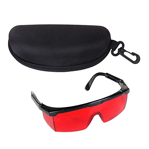 Gafas de seguridad láser rojo con lente ajustable de color rojo con marco negro y funda 1 set