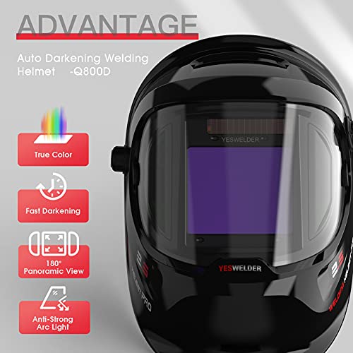 DEECOZY - Máscara de soldadura con pantalla de visualización grande, color  real, atenuación automática, cambio de color, máscara de soldadura montada
