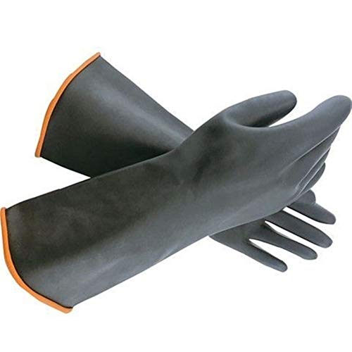 Guantes Proteccion solar Guantes for trabajo pesado de goma, guantes resistentes a químicos, versátil látex mejorado con antideslizante de diseño, suave y grueso ( Color : Black , Size : L-55cm )