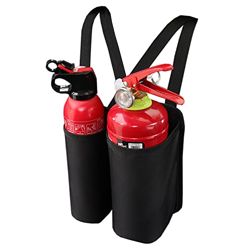 NXqilixiang Paquete de soporte para extintor de incendios para coche, bolsa de almacenamiento de taza de agua, bolsa de almacenamiento para respaldo de asiento de coche, fácil instalación, multifuncional, fuerte bolsa de extintor (2 unidades)