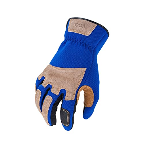 Vgo - 2 pares de guantes de jardinería para hombre, guantes de trabajo de seguridad, a prueba de pinchazos, espinas, pantalla táctil (talla L, azul, SL7475)