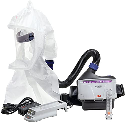 3M Respirador PAPR, kit de respirador purificador de aire Versaflo TR-300N+ ECK, fácil de limpiar, capucha desechable, farmacéutica, seguridad alimentaria, pintura y fabricación de baterías de plomo, color beige