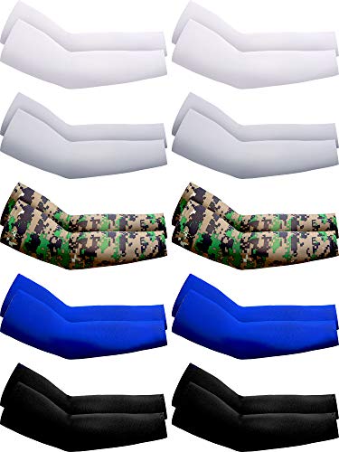 Boao 10 pares de mangas de enfriamiento con protección UV para brazos de refrigeración antideslizante de seda para hombres (colores clásicos)